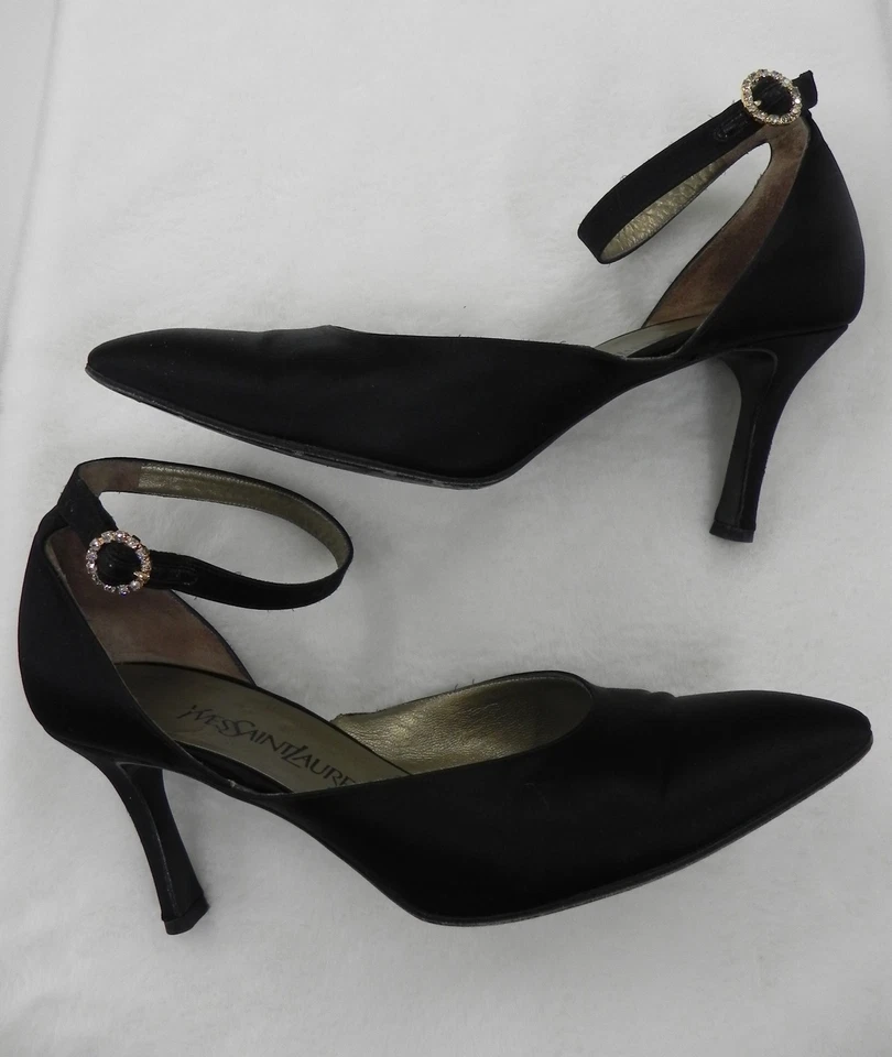 Zapatos Yves Saint Laurent AMANDE Negro Diamante-Hebilla Correas EE. UU. 8 M Foto 2 de 4