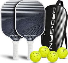 Carbon Fiber Pickleball Paddles Set of 2  Lightweight Pickleball Set with Indoo