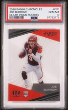 Graded 2020 Chronicles Joe Burrow #CV1 Clear Vision Rookies Football Card PSA 10