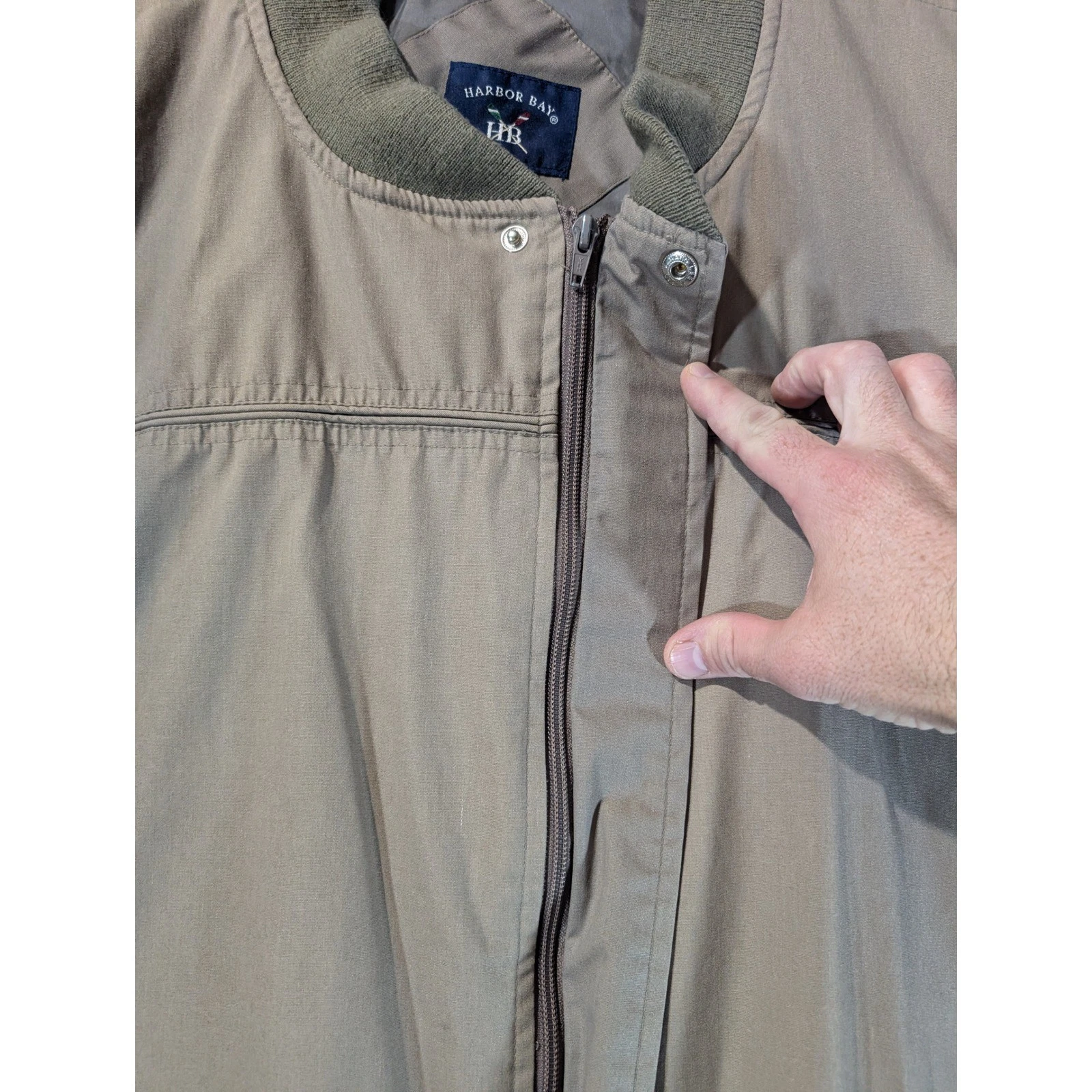 Vintage Oversized Harrington Bomber Jacket Tan Khaki Harbor Bay 5X Big and Tall image 9