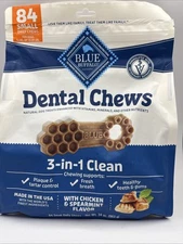 Blue Buffalo Dental Chews Small Dog Treats 3-in-1 Clean 84 Chews BB 5/31/25