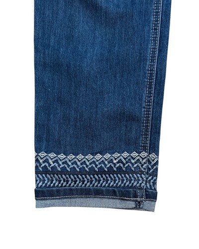Christopher & Banks Jeans Women Size 10P Blue Crop Embroidered Zip - Picture 5 of 8