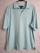 Tommy Bahama Polo Shirt Mens L BLUE SMOOTH Golf Performance EMBROIDERED MARLIN