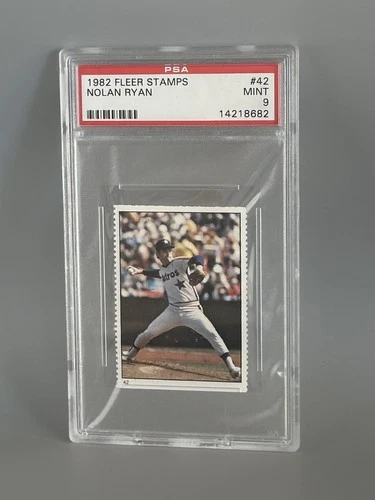 Nolan Ryan 1982 Fleer Stamps #42 Graded PSA 9 Mint HOF Pitcher Astros Vintage