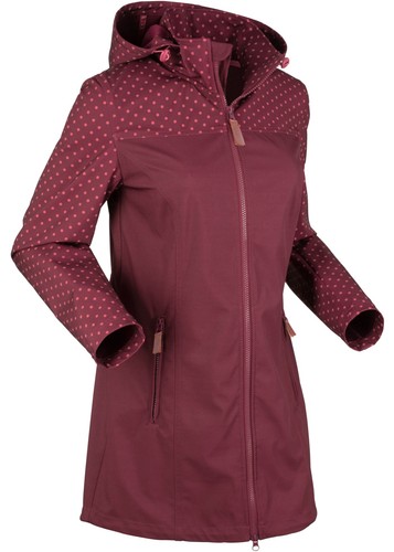 Neu Bedruckte Softshell-Jacke Gr. 40 Ahornrot Rauchhimbeere Damen Kapuzen-Mantel