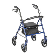 Drive Medical 10257BL 1 4 Wheel Rollator Walker With Seat, Steel Rolling Walker