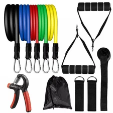 12 PCS Resistance Band Set Yoga Pilates Abs Exercise Fitness Tube Workout Bands