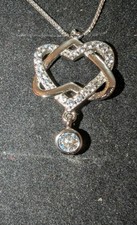 Sterling Silver Double Floating Intertwined Twisted Knot Love Heart Necklace