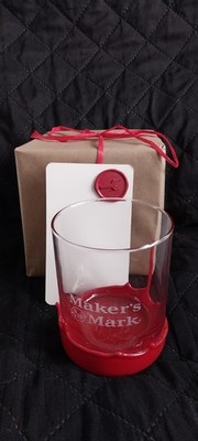 Whiskey Glass Wrapped Makers Mark Red Wax Dipped Bourbon Kentucky Whisky