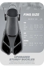 CAPAS Snorkel Fins, Swim Fins  Short Adjustable for Snorkeling - Used Size S/MD