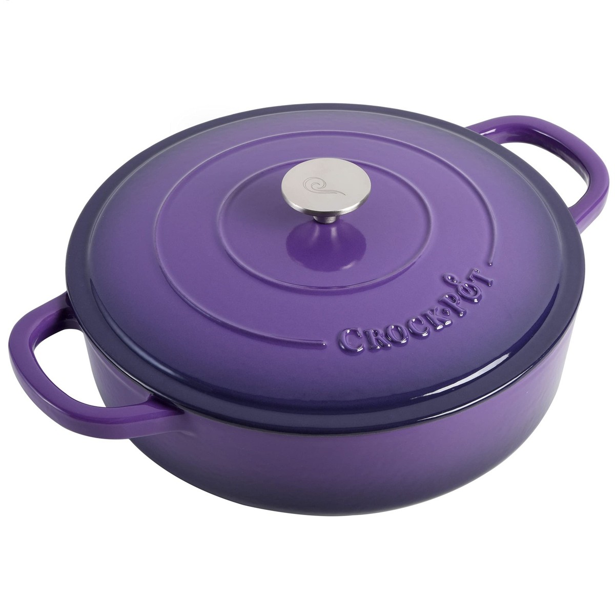 Crock Pot Artisan 5 Quart Braiser Dutch Oven Lavender Purple Cast