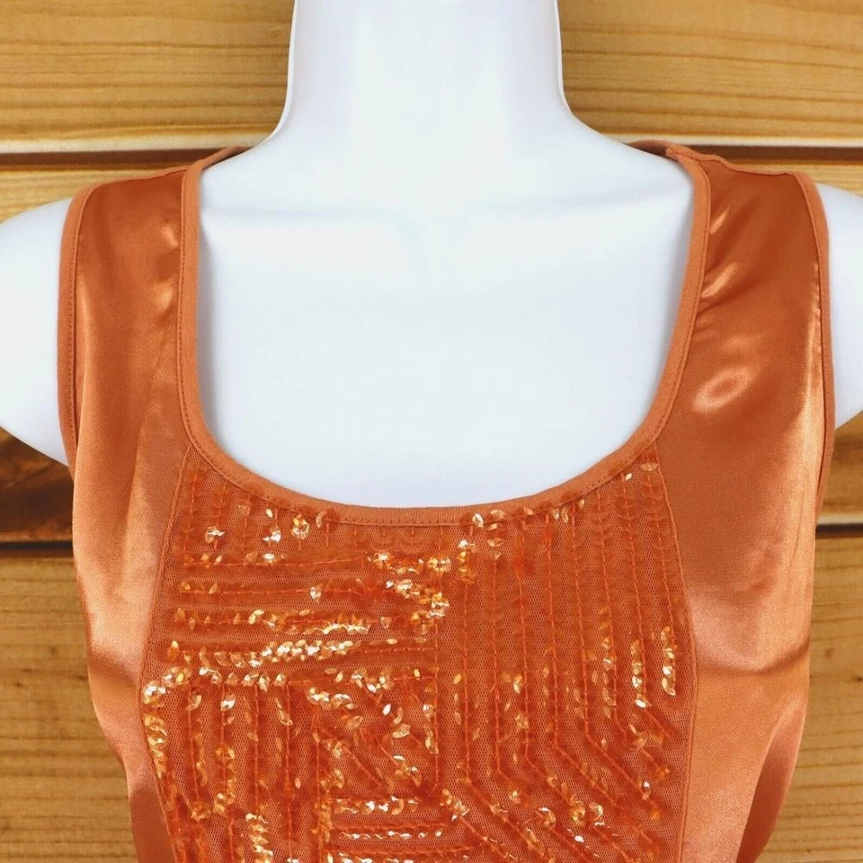 Camiseta sin mangas Dana Buchman para mujer talla S brillante mezcla de algodón cobre lentejuelas Foto 4 de 4