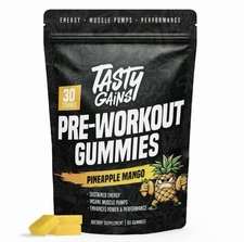 Tasty Gains Pre-Workout Gummies (200mg Caffeine) - NEW!