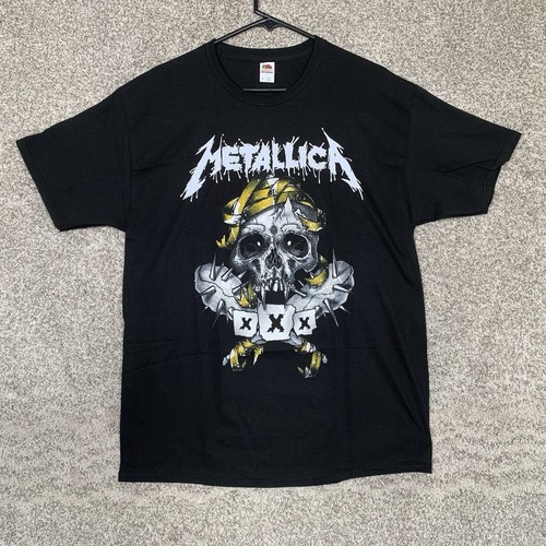 Metallica T-Shirt Mens Large Black Skull Print Short Sleeve Fillmore Print - Picture 1 of 5