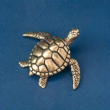 Mini Brass Copper Metal Turtle Figurine – Desk Buddy Ornament Collectible