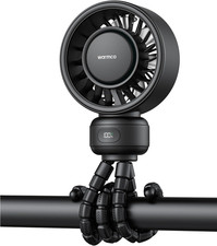 Warmco Portable Stroller Fan, 4000mAh Rechargeable Clip-On Tripod Fan Up to 15H