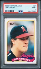 1989 Topps Traded Baseball #2T JIM ABBOTT Rookie Card (RC) (Angels) PSA 9 MINT!!