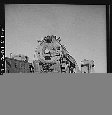 Untitled photo, New Mexico. Easternbound train about to leave the, : Vaughn