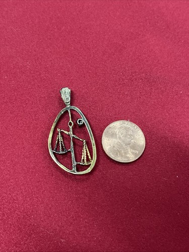Vintage Sterling Silver 925 Gold Toned Libra Zodiac Pendant Missing Gem ...