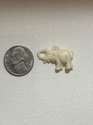 Mini Vintage Elephant Trinket Plastic Charm Ivory In Color FAST SHIPPING