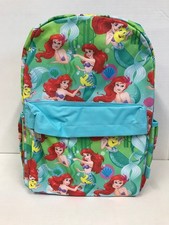 Large Backpack - Disney Little Mermaid Ariel Green 16" All-Over Print School Bag
