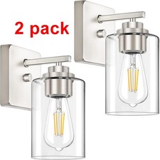 Set of 2 Wall Sconces for Bathroom, Brushed Nickel Vanity Light Fixtures, Modern