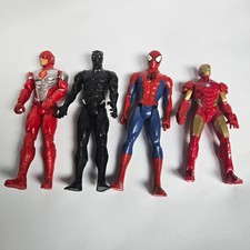 Mixed Lot of 4 Marvel & DC 12" Action Figures - Spider-Man, Iron Man, Black Pant