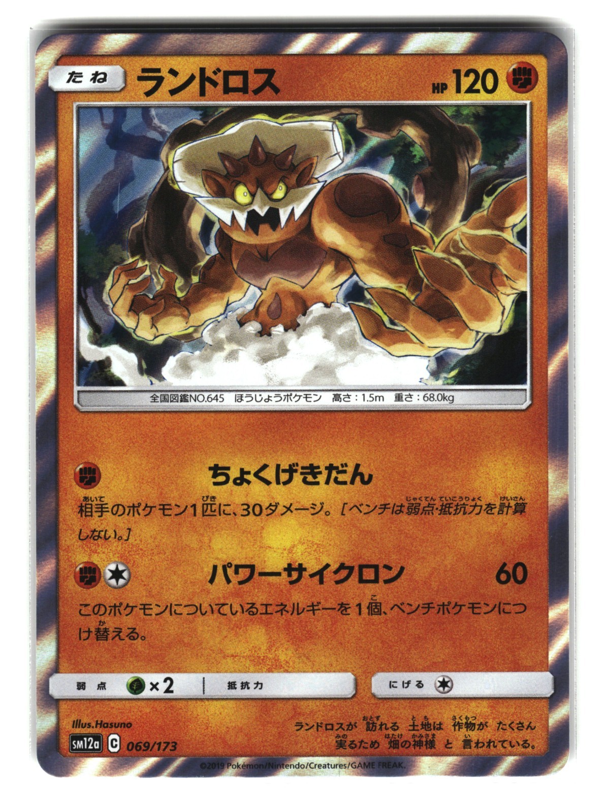 Landorus 069/173 Holo Rare Japanese SM12a Tag All Stars Pokemon Card 2019