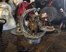 Owl crescent moon ornament owl figurine unique gift