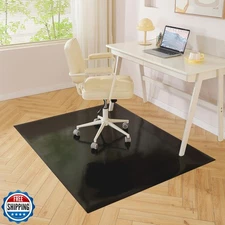 Black Chair Mat for Hardwood Floor, 48 x 96 Inch Large Office Chair Mat, Plas