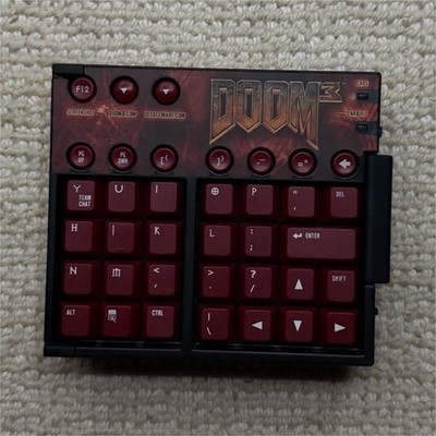 id Software DOOM 3 Custom Gaming Keyboard Red Black Plastic Video Game Accessory
