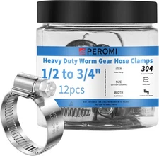 12PCS Heavy 1/2" hose clamp to 3/4" clamp, 304 Stainless Steel 
