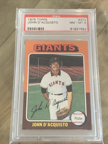 1975 TOPPS #372 JOHN D'ACQUISTO GIANTS PSA 8 SET BREAK - Picture 2 of 4