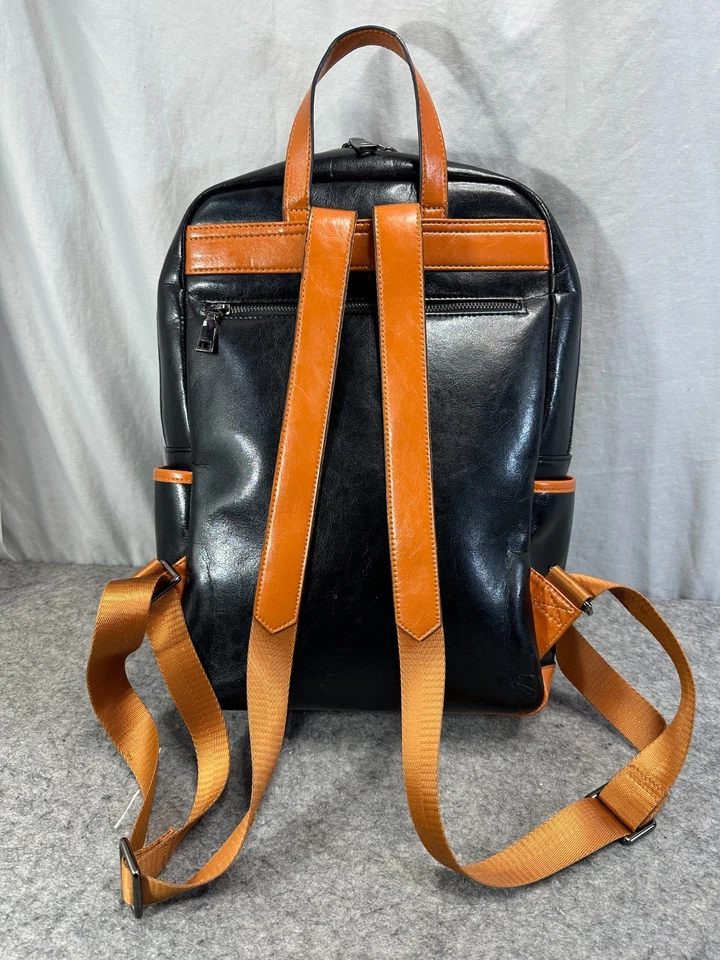 Bostanten 黑色棕色皮革背包 便携式电脑包 口袋 很好! — 第 4/4 张图片