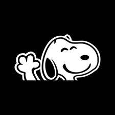 Snoopy Waving Cartoon White Decal Window Laptop Bumper Sticker 8x4.2 in