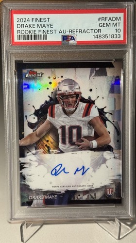 Drake Maye [Refractor] #RFA-DM 2024 Topps Finest Rookie Autograph card