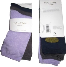 3 Pairs Womens Gold Toe Casuals Wardrobe Essentials Crew Socks