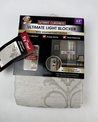 NEW Smart Curtains Ultimate Light Blocker 63  One Panel Rod Tan 100% Blackout