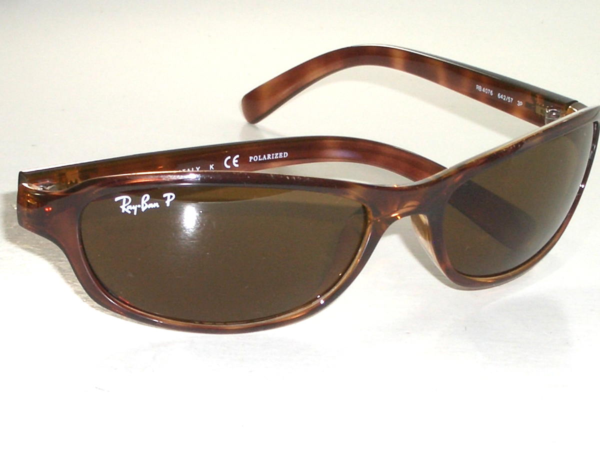 RAY-BAN RB4076 SLEEK GLOSSY TORTOISE B15 POLARIZED CRYSTAL WRAP