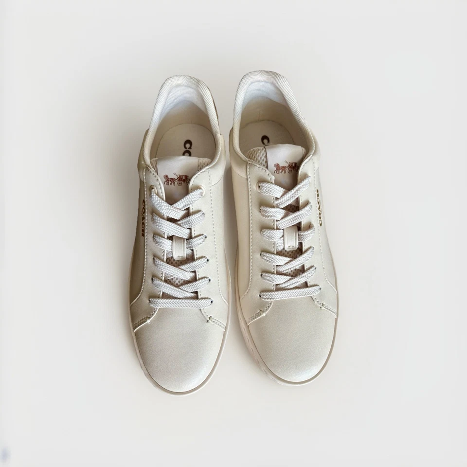 Zapatillas deportivas COACH Clip Low Top de cuero Tiza/Caqui Signature 1941 Horse Buggy EE. UU. 10 Foto 4 de 4