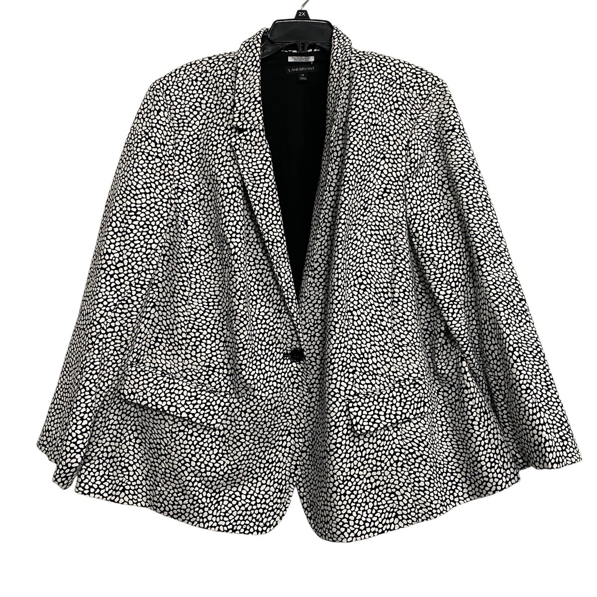 Lane Bryant Plus 28 Modernist Collection Black White Blazer Jacket Office  Wear