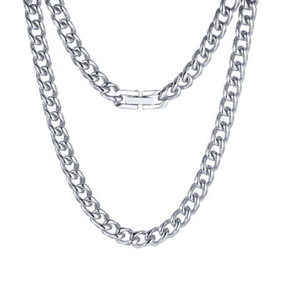 Stainless Steel Round Chain Necklace Steel Color Men 6MM Hip - Main Image