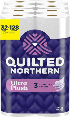 Quilted Northern Ultra Plush Toilet Paper, 32 Mega Rolls = 128 Regular Rolls, 3X