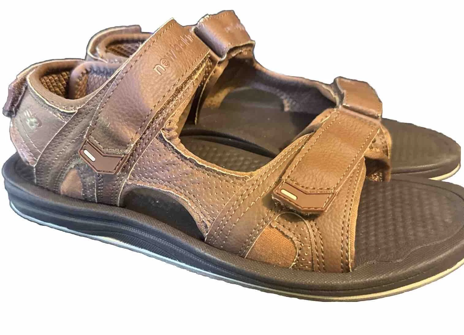 Sandali marroni New Balance da uomo taglia 10 in pelle M2080 cinturino chiuso imbottito
