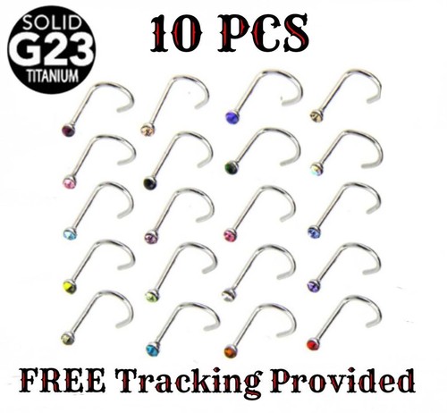 Nose Stud Screw Hook Nose Stud Piercing Jewelry – Screw Hook Curve Bar With 3 Crystals, 20G Stainless Steel Spiral Nose Rings For Women - Foto 5