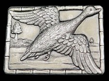 Duck Waterfowl Pond Cattails Scene Vintage Belt Buckle