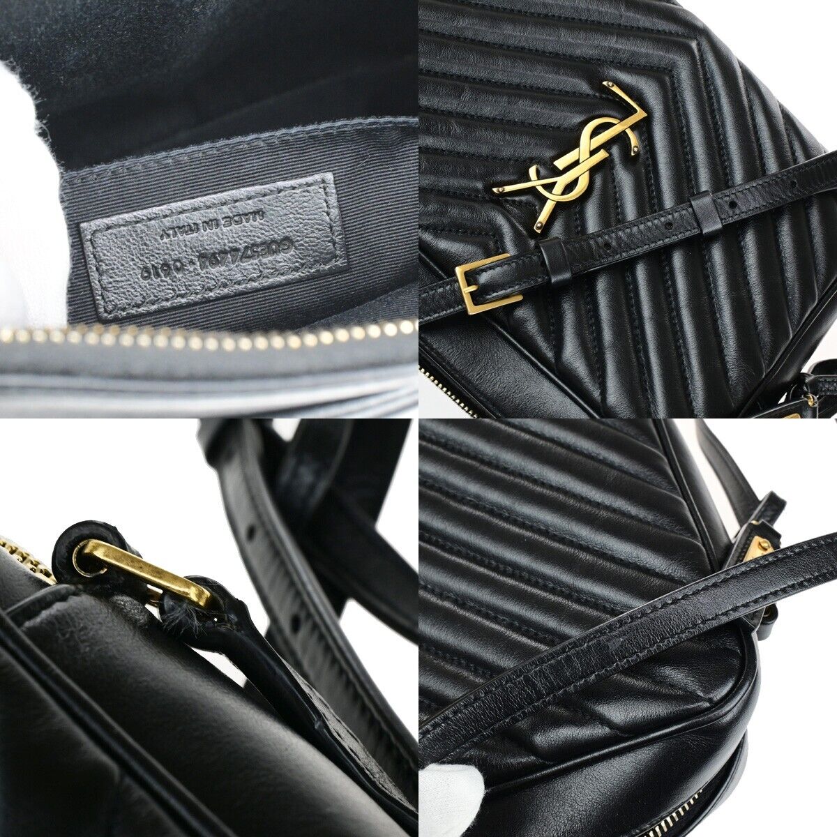 SAINT LAURENT YSL Logo Lou Tassel Shoulder Bag Leather Black SAINT LAURENT YSL Logo Lou Tassel Shoulder Bag Leather Black