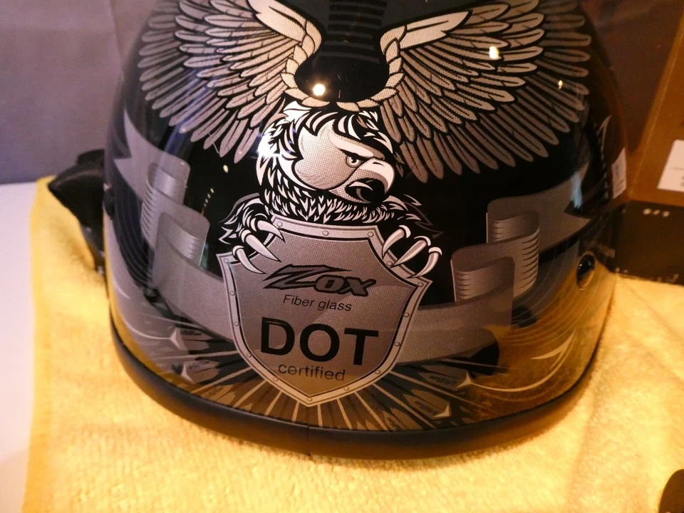 Half Helmet Zox Nano Custom Liberty Gloss Black Silver 88-00350 Vents XXS Z1 - Image 4 of 4