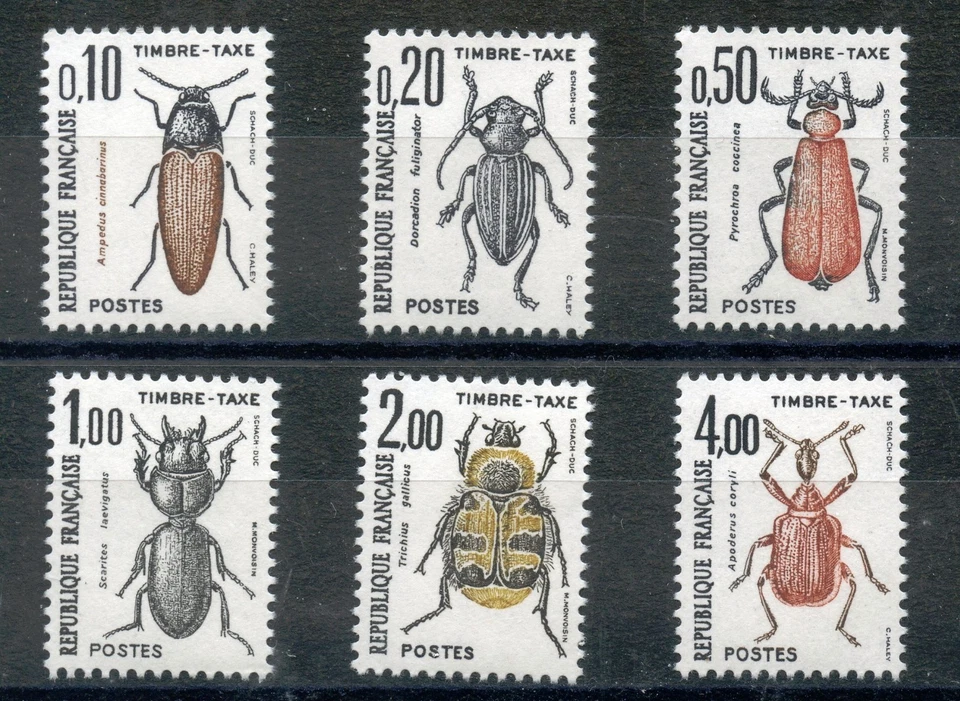 STAMP / TIMBRE DE FRANCE TAXE SERIE N° 103/108 ** INSECTES / COLEOPTERES - Photo 1/1