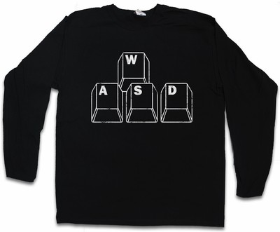 WASD HERREN LANGARM T-SHIRT Fun Gamer Games computer science Shooter Keyboard
